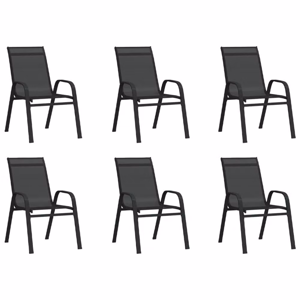 Berkfield Home 7 Piece Black Metal and Glass Garden Dining Set – 3