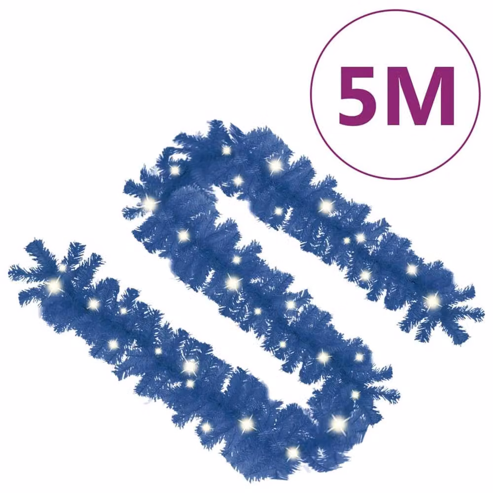 Berkfield Home Cosy Christmas Garland with LED Lights, Blue, 5 m – 5