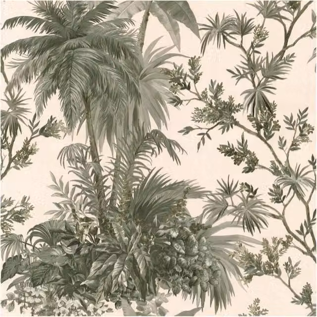 Boutique by Graham & Brown Bali Forest Botanical Wallpaper in Green, W/H: 52 cm x 1000 cm