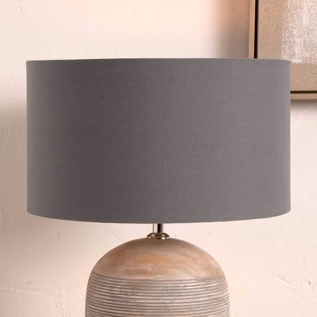 Pacific Lifestyle Grey Cylinder Fabric Lampshade for Table Lamps, Diameter: 25.4 cm – 1