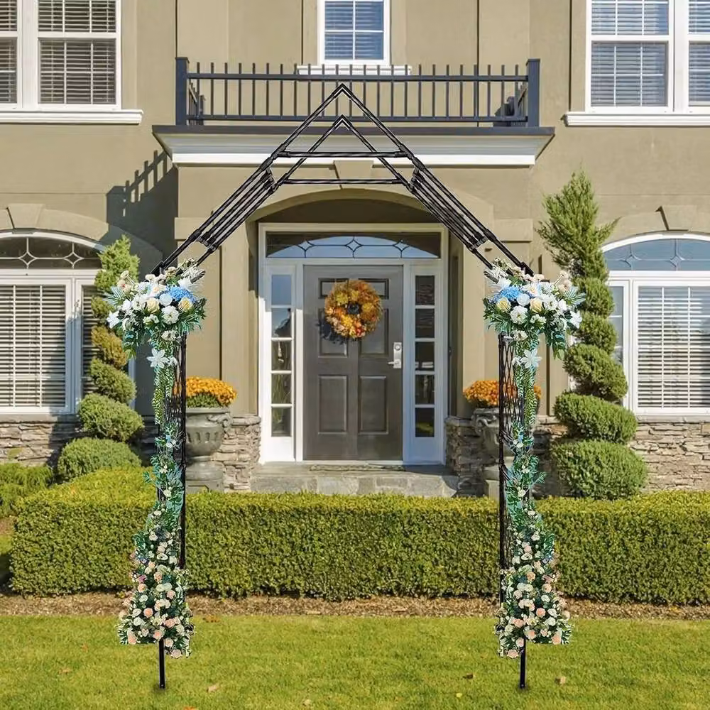 Havendro Metal Garden Arch Arbor Trellis in Black for Climbing Plants and Weddings, H 240 cm x W 120 cm – 4