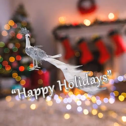 VFM e-Store Silver and White Velvet Peacock Christmas Decoration, W/H: 20 x 17 cm – 3
