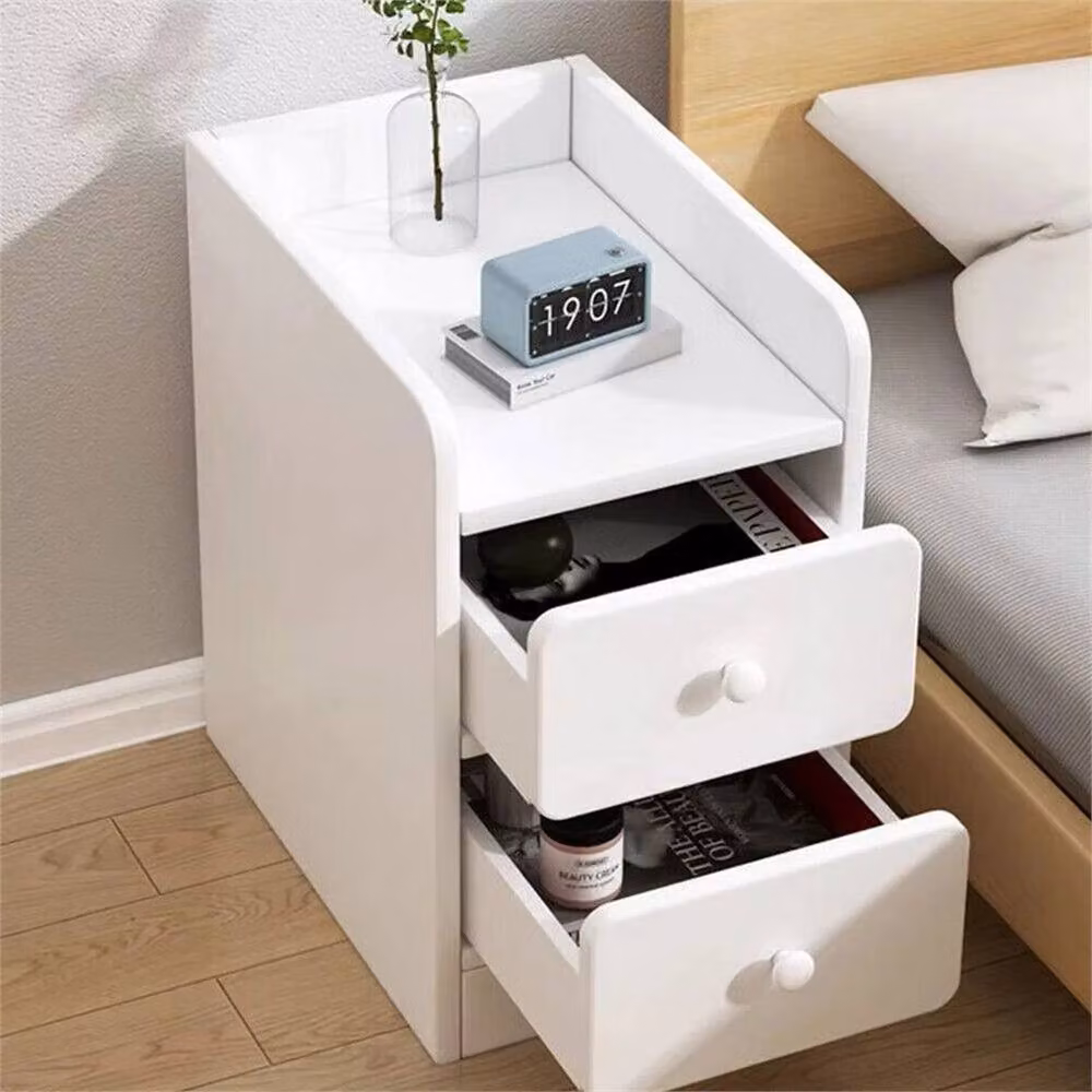 Nordara Small Slim Bedside Table and Sofa End Table in White, W/D/H: 40 x 40 x 50 cm – 2