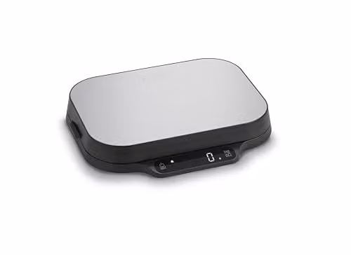 CASO Design Kitchen Duo Silver Digital Baking Scales with Stainless Steel and Glass Finish, Weighs up to 15kg with Tare and Hold Functions