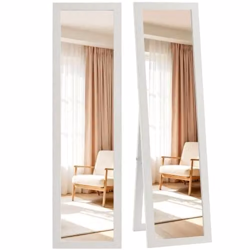 HOMCOM Full Length Rectangular Mirror in White, Freestanding or Hanging, W: 37 cm, H: 157 cm