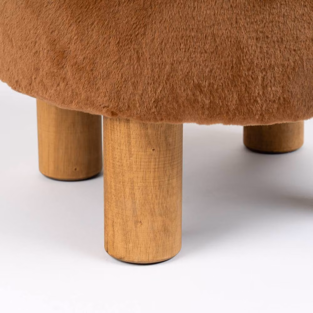 Scottish Everlastings Ltd Soft Faux Fur Round Caramel Foot Stool in Tan, W/D/H: 50 x 50 x 33 cm – 2