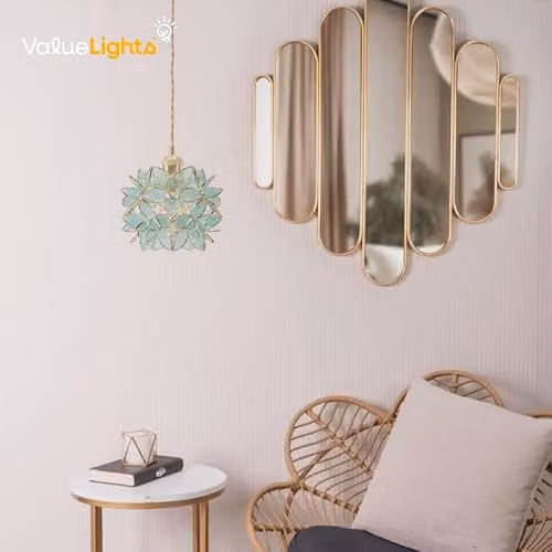 ValueLights Reine Glass Flower Easy Fit Pendant Light in Transparent with 10W Warm White LED Bulb, Shade Width: 21 cm – 2