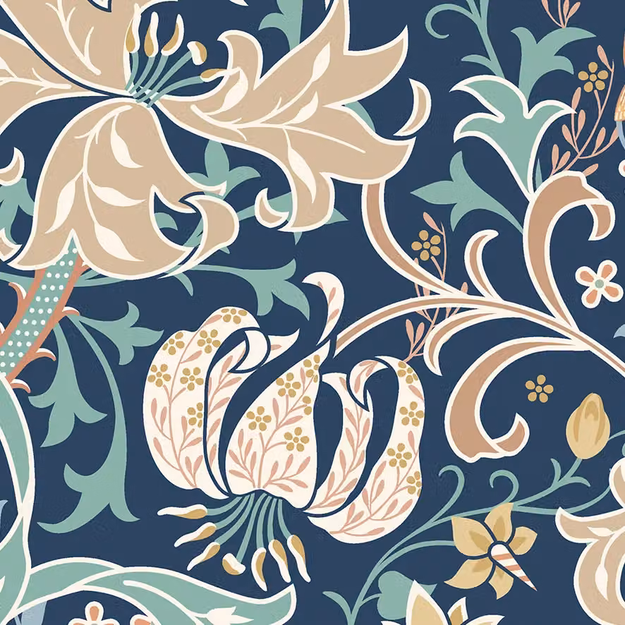 Origin Murals Trailing Lily Floral Wall Mural in Blue, W: 350 cm, H: 280 cm – 3