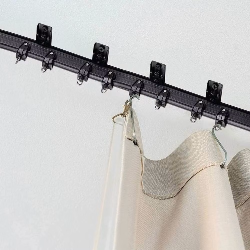 KORVIXA Flexible Bendable Curved Curtain Track in Black, Width: 100 cm, Drop: 152 cm – 4