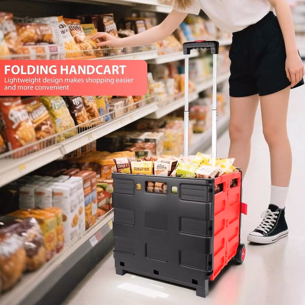 NESTLUNE Heavy Duty Folding Rolling Trolley Box Cart in Black, W: 100 cm, D: 15 cm, H: 15 cm – 2