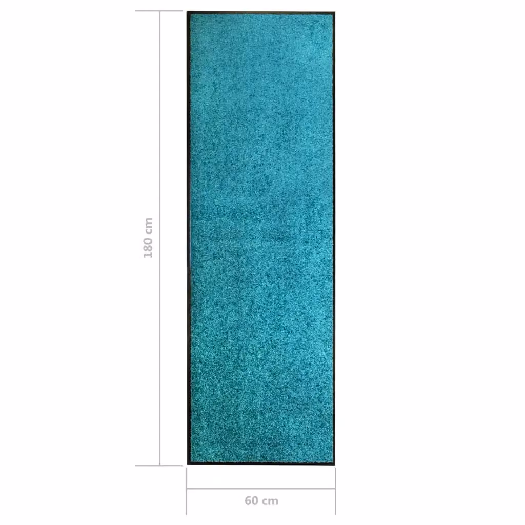 Berkfield Home Washable Non-Slip Cyan and Black Doormat, W: 60 cm, L: 180 cm – 3