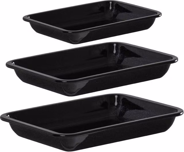 Baker & Salt Country Enamel Lasagne Baking Dish, Black, 22 cm