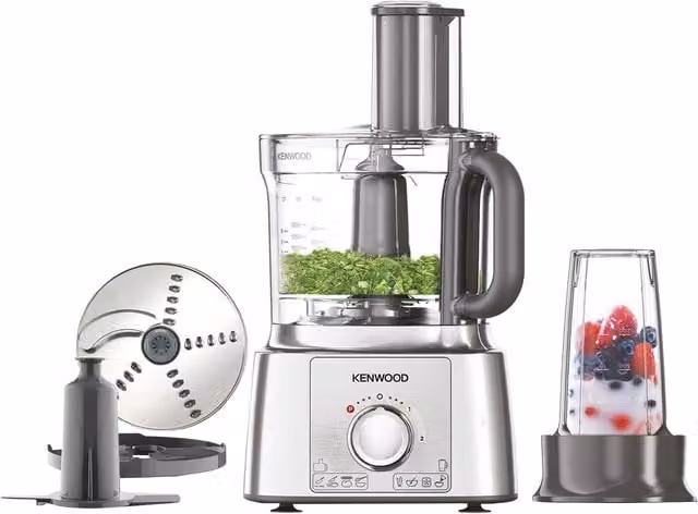 Kenwood MultiPro Express 1000W 2-in-1 Food Processor with Smoothie2Go in White and Silver
