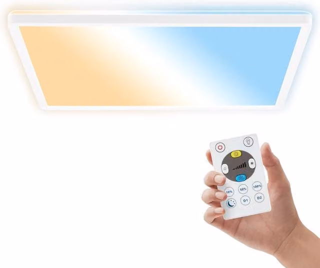 B.K.Licht White LED Slim Ceiling Panel Light with Remote Control, Dimmable CCT, IP44, W/D/H: 42 x 42 x 3 cm