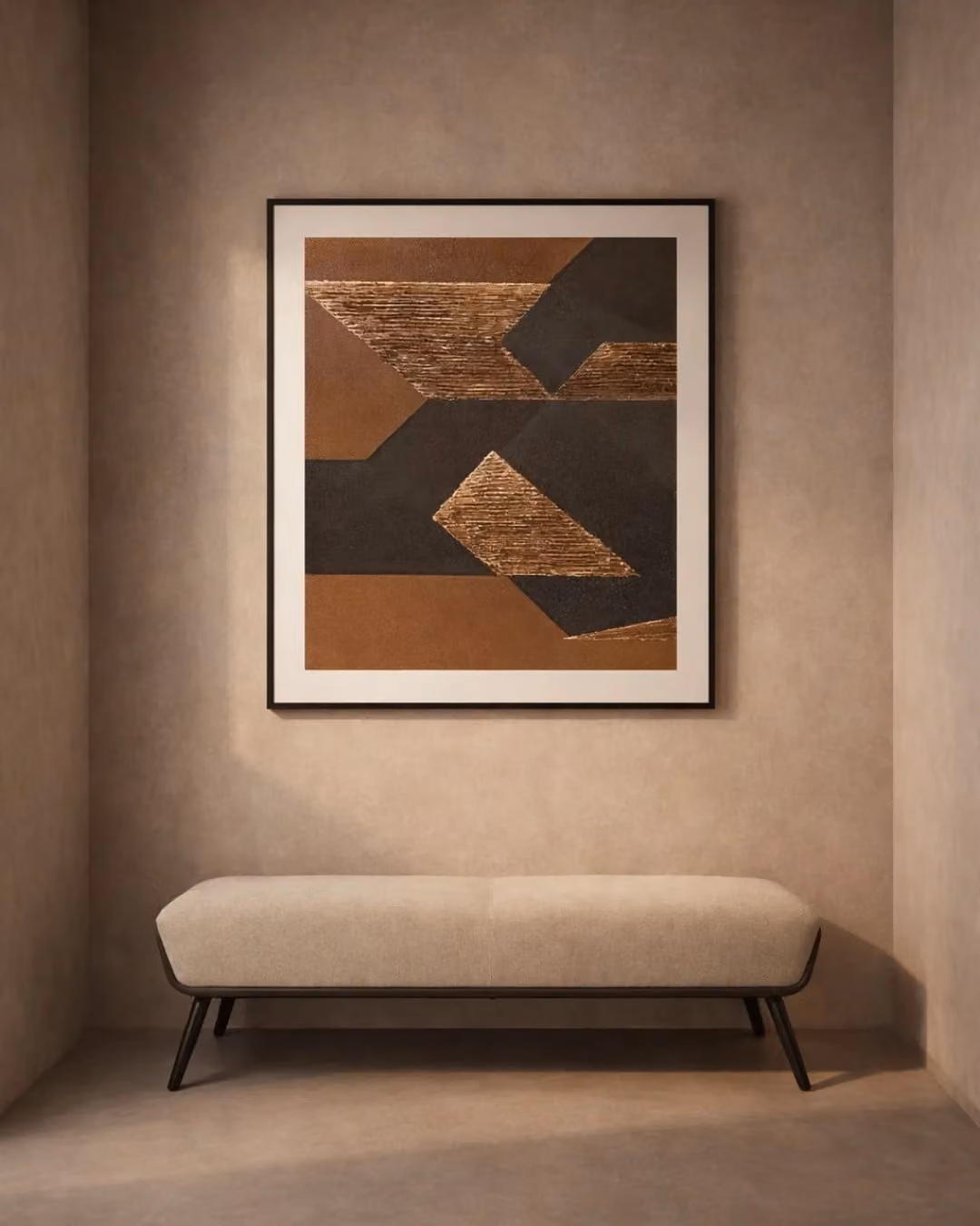 Tommy Franks Russet Modern Abstract Autumn Wall Painting Reproduction in Brown, W: 150 cm, H: 130 cm