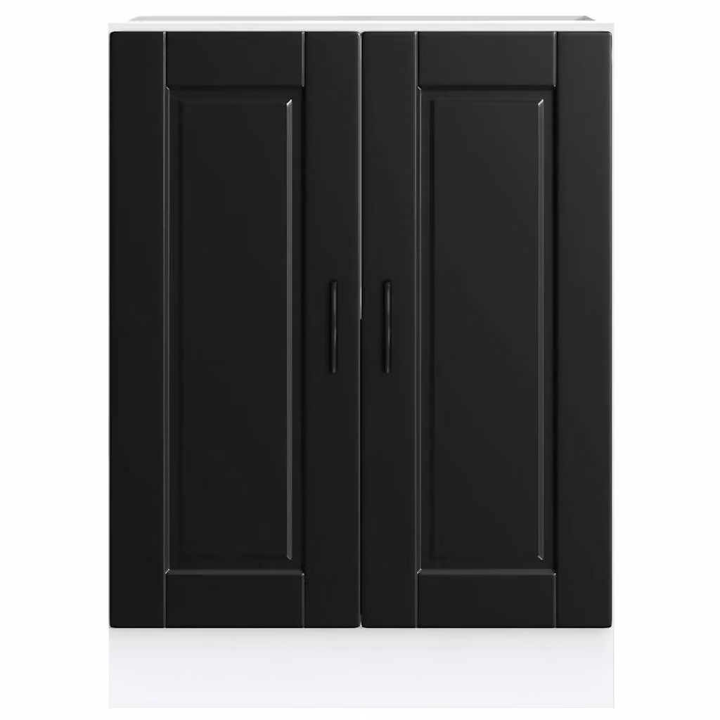 Berkfield Home Porto Black Matt MDF Freestanding Kitchen Base Cabinet with Hinged Doors and Internal Shelves – 2