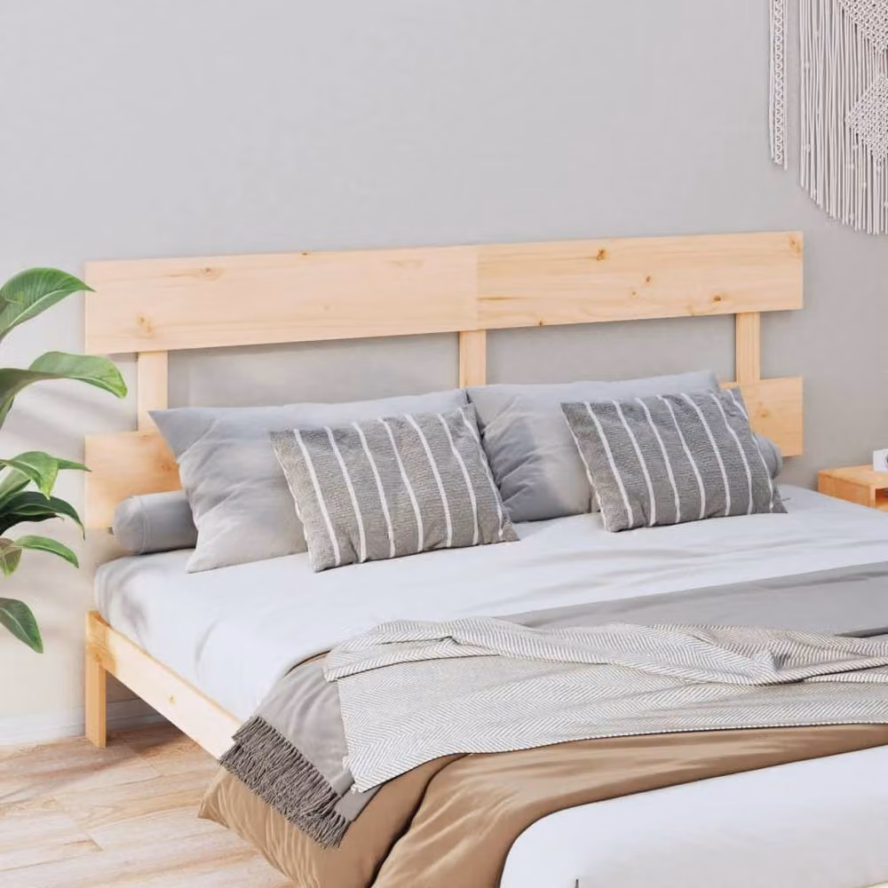 Berkfield Home Beautiful Bed Headboard in Solid Pine Wood, Beige, W: 204 cm, D: 3 cm, H: 81 cm – 2
