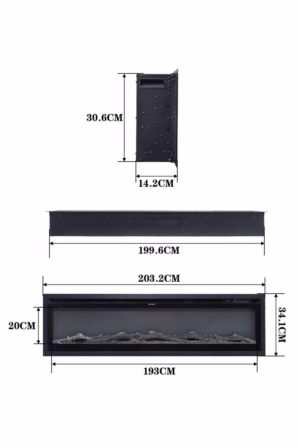 Living and Home 80 Inch Electric Fireplace with Remote, 12 Colours, Black – 7
