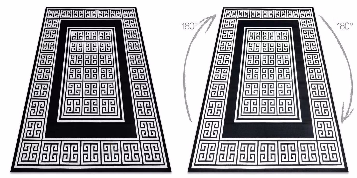 RugsX Gloss Geometric Art Deco Rug in Black and Grey, W: 80 cm, L: 150 cm – 2