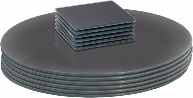 Harbour Housewares 12 Piece Round Grey Glass Placemats and Square Coasters Set