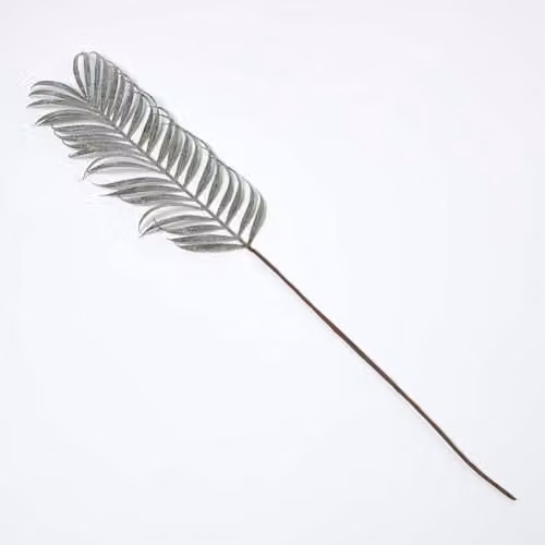 Homescapes Glittered Green Artificial Palm Leaf Single Stem, 56 cm