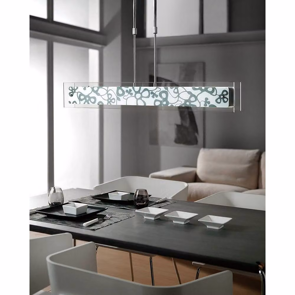 Netlighting Euphoria Linear Pendant Light in Chrome and Silver with White Glass – 2