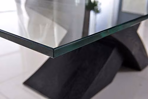 Thats Furniture Milano Modern Rectangular Glass and Ash Wood Coffee Table in Black and Transparent, W: 135 cm, D: 80 cm, H: 45 cm – 2