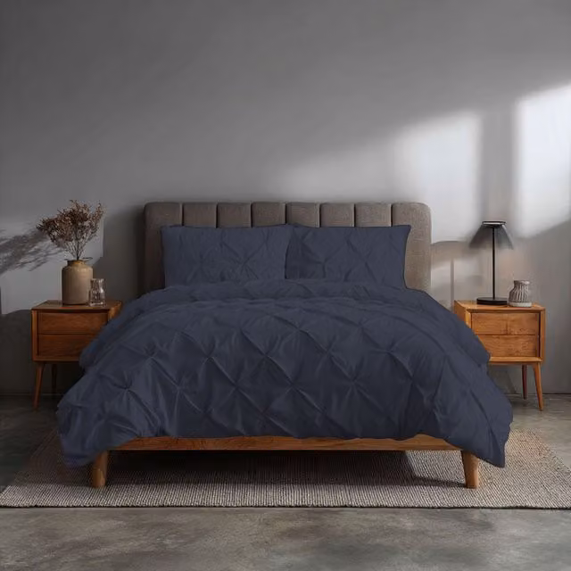 Home Sweet Home UK Grey Polycotton Pintuck Duvet Cover and Pillowcase Set, Super King, 220 x 220 cm – 1
