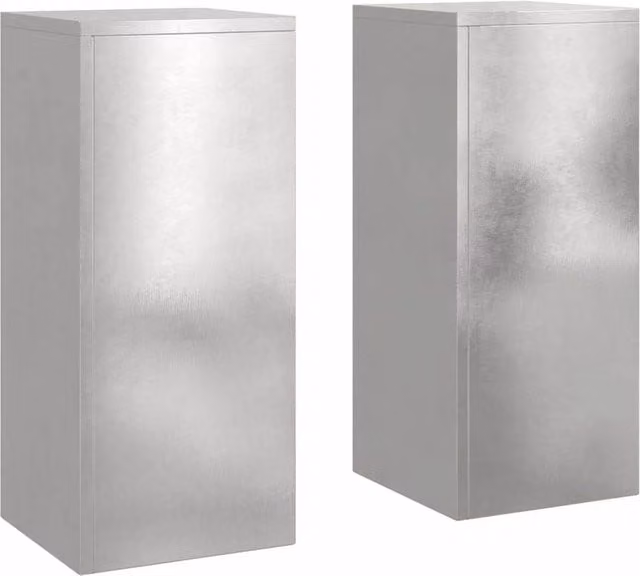 Berkfield Home Outdoor Plant Stand Pillar Set of 2, Silver Stainless Steel, W/D/H: 24 x 24 x 55 cm