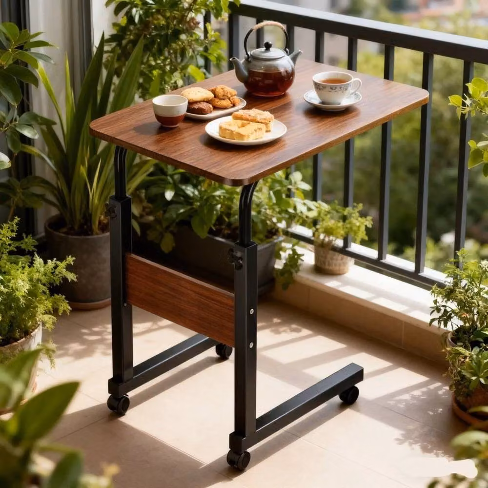 PAWNORA C Shaped Side End Table in Brown, H 83 x W 60 x D 40 cm – 2