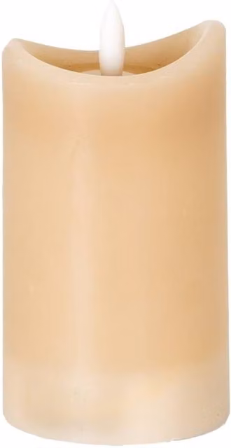 KDMD Luxe Collection Taupe Melted LED Pillar Candle, Beige, Round Tabletop Design with Flicker Effect – 1