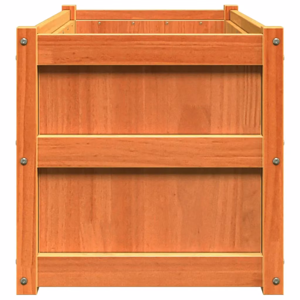 Berkfield Home Waxed Brown Pine Wood Garden Planter W/D/H: 90 x 50 x 50 cm – 4