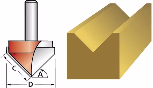 Faithfull TCT V-Groove Router Bit, 13.0mm x 19.1mm with 1/4in Shank, Multi Colour