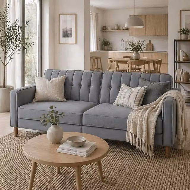 Wyld Haus Toelfa 3 Seater Convertible Sofa Bed in Dark Grey Velvet – 1