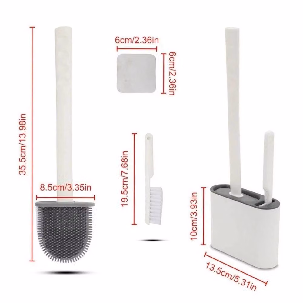 KORVIXA 2-Piece Silicone Toilet Brush Set with Holders in White – 2