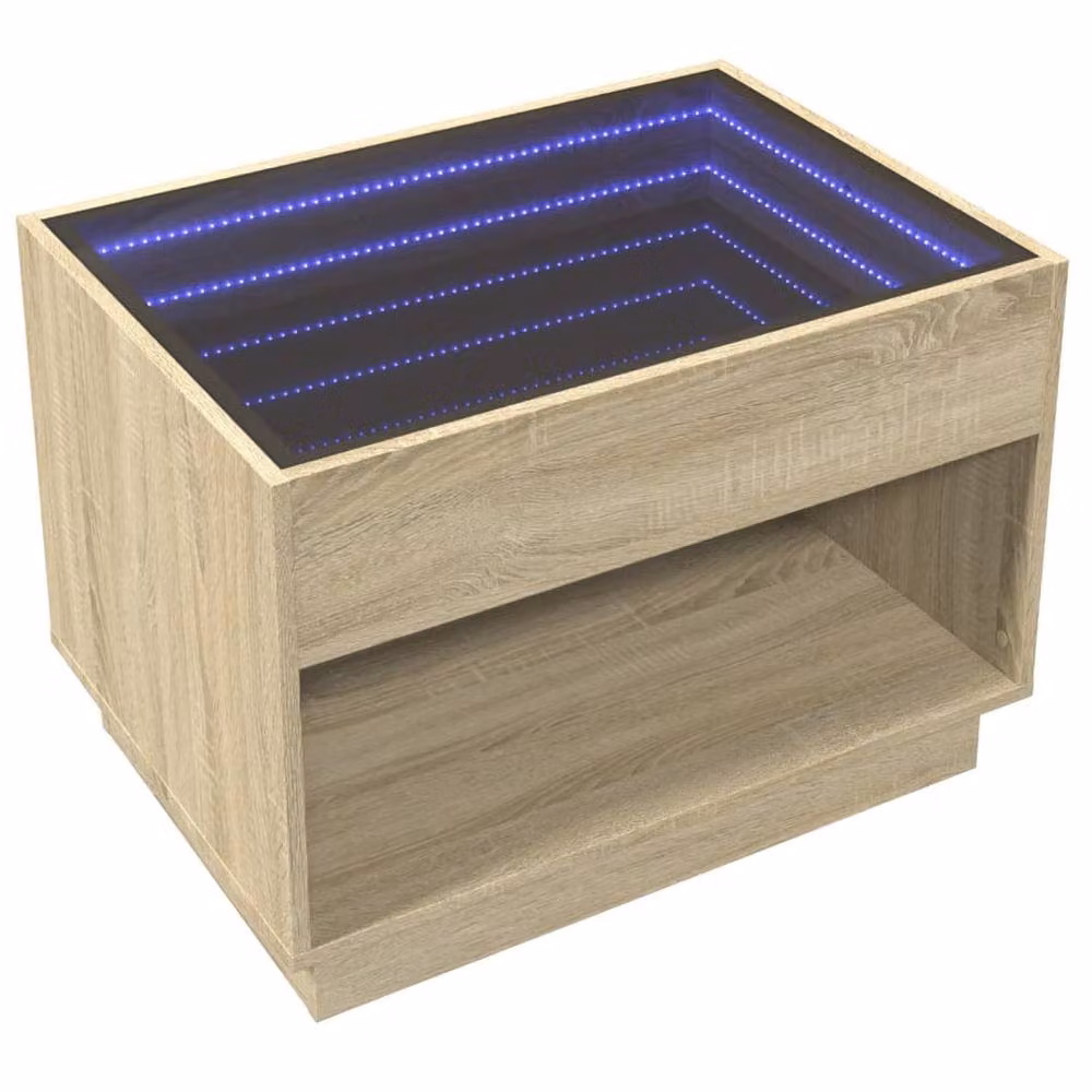 Berkfield Home Infinity LED Coffee Table in Sonoma Oak Brown, W/D/H: 70 x 50 x 50 cm – 3