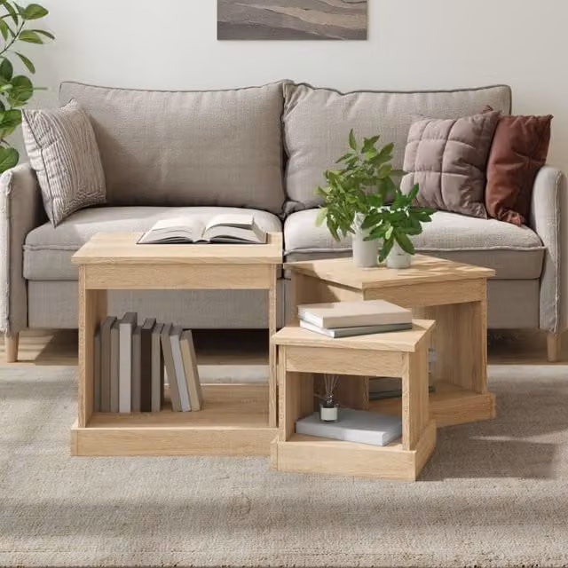 Berkfield Home 3-Piece Nesting Tables in Sonoma Oak Brown Engineered Wood
