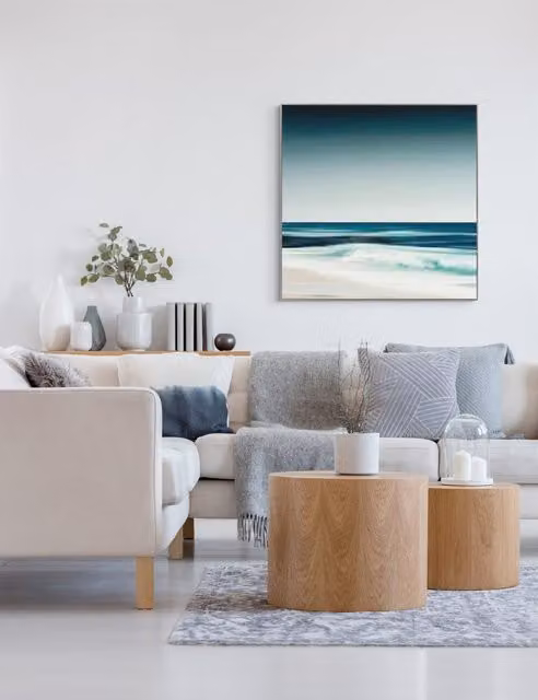 Gallery Direct Out of the Blue Nature Square Framed Maritime Landscape Art in Blue
