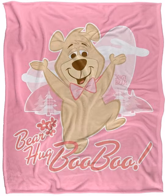 Warner Bros. Yogi Bear and Boo Boo Silky Touch Super Soft Fluffy Polyester Throw Blanket, Multicolour, Large – 1