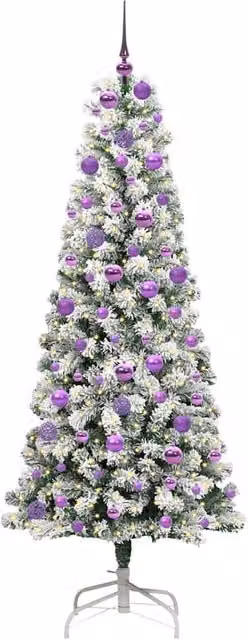 Berkfield Home Realistic Artificial Hinged Christmas Tree in Green and White, Height: 180 cm