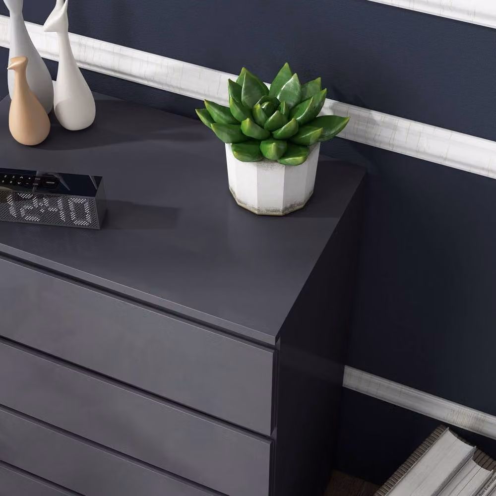 Wyld Haus Valo Leha Grey High Gloss 4 Drawer Chest with Soft Close Drawers W/D/H: 80 x 33 x 55 cm – 7