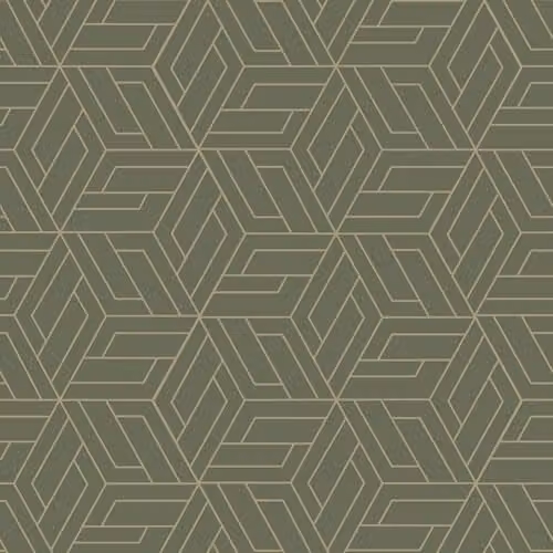 Grandeco Cobra Green Geometric Abstract Retro Pre-pasted Vinyl Wallpaper