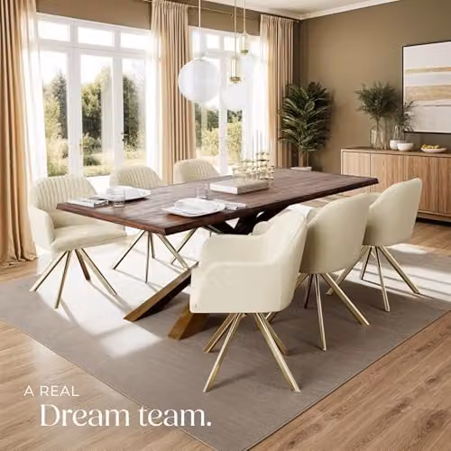 tectake Set of 2 Lona Armchairs in Beige and Gold, W/D/H: 59.0 x 56.0 x 81.0 cm – 2