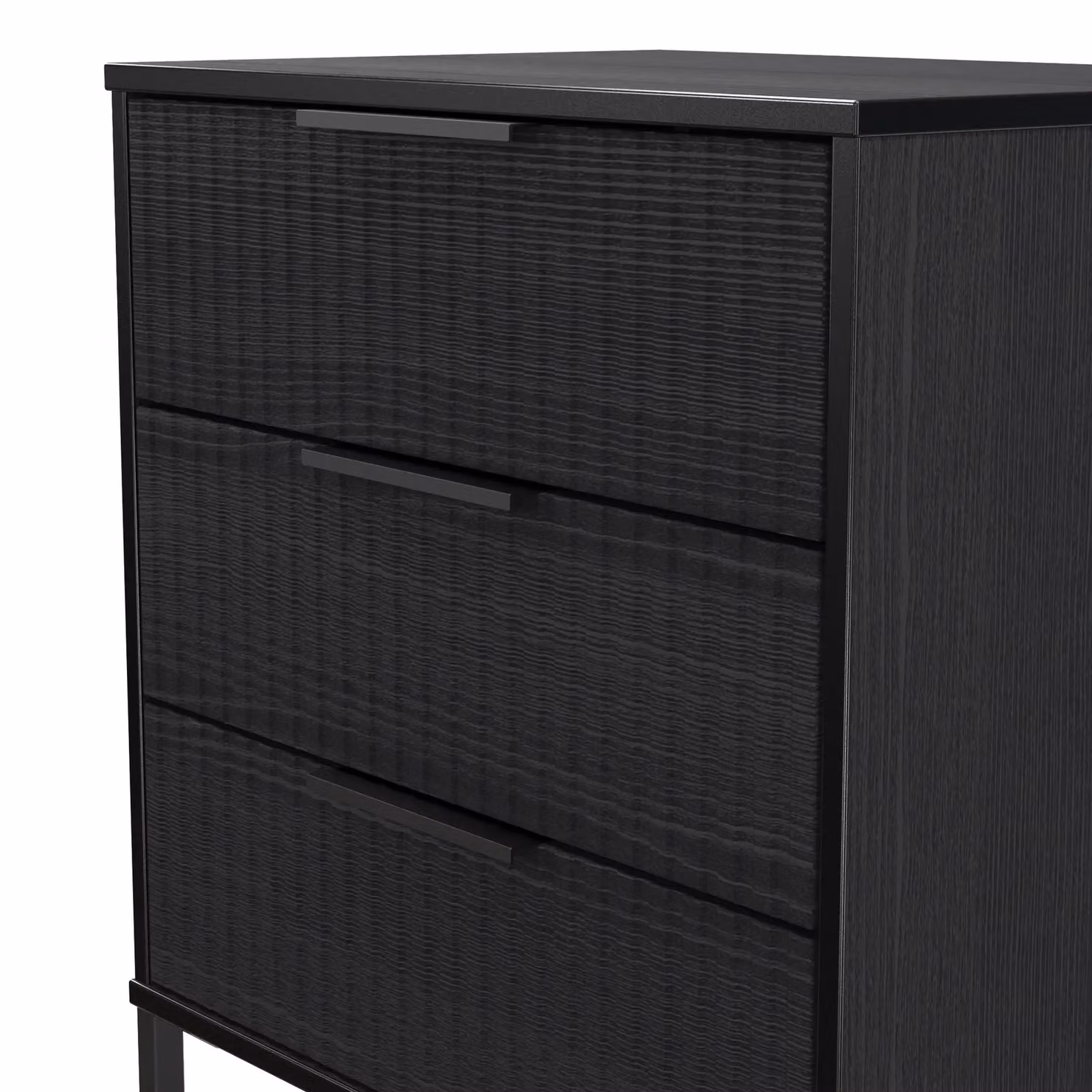 Ready Assembled 2 U Menai 3 Drawer Chest in Black – 3