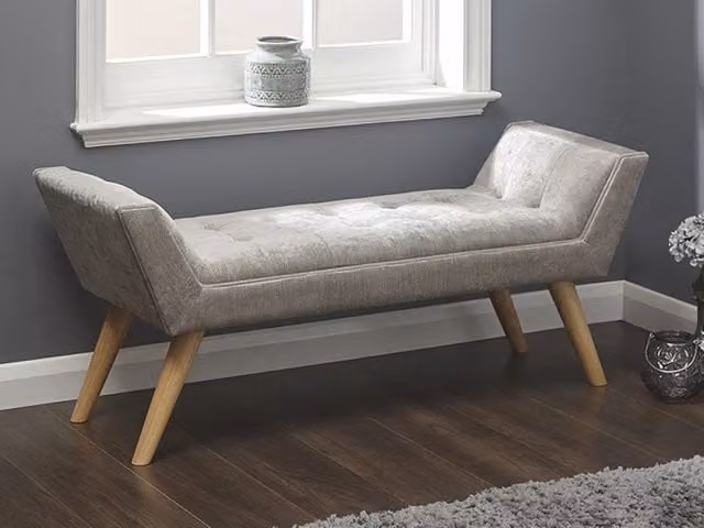 GFW Milan Mid-Century Upholstered Storage Bench in Grey Fabric – 2