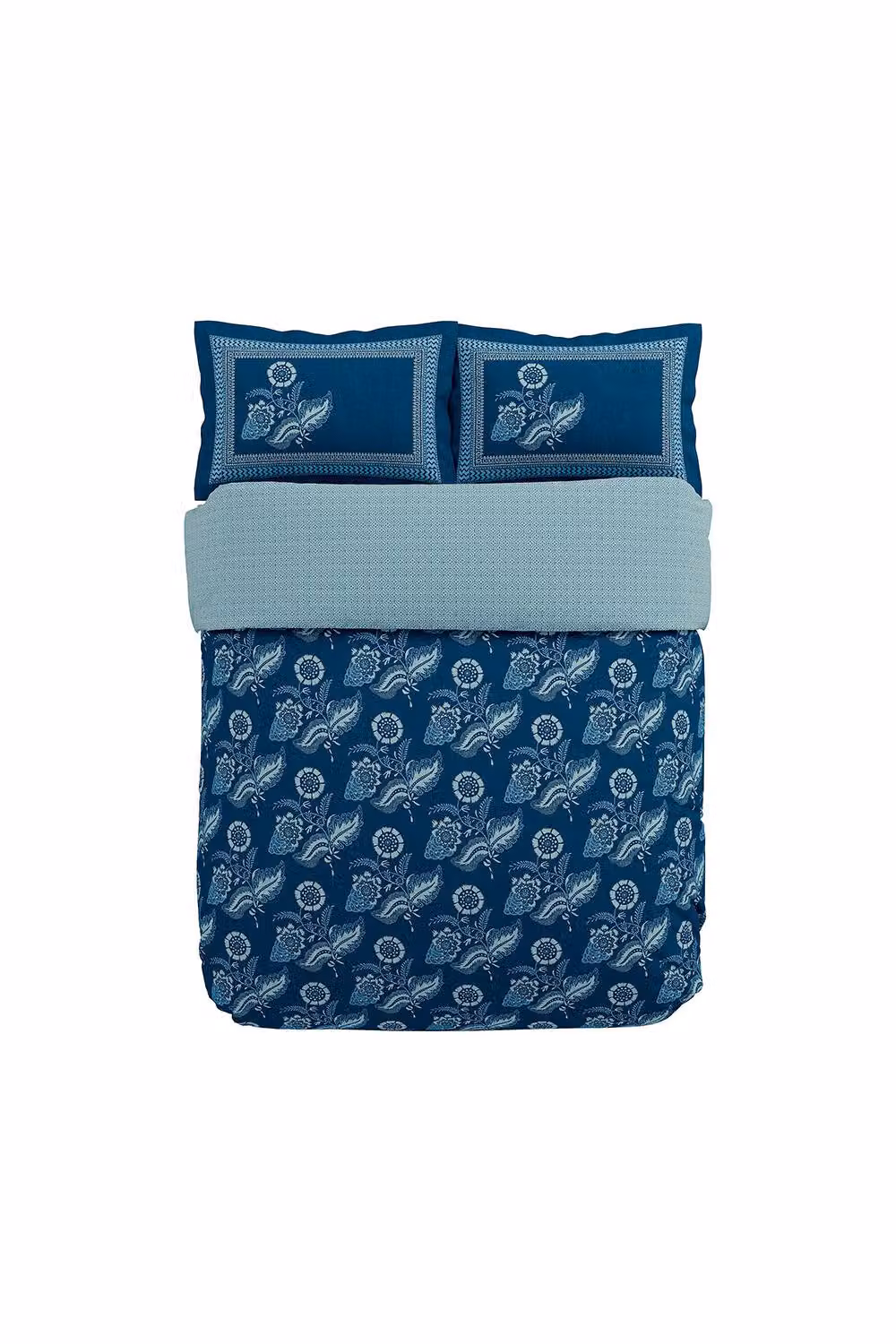 V&A Eastern Bloom Cotton Percale Duvet Cover and Pillowcase Set, Blue, W: 200 cm x D: 200 cm – 4