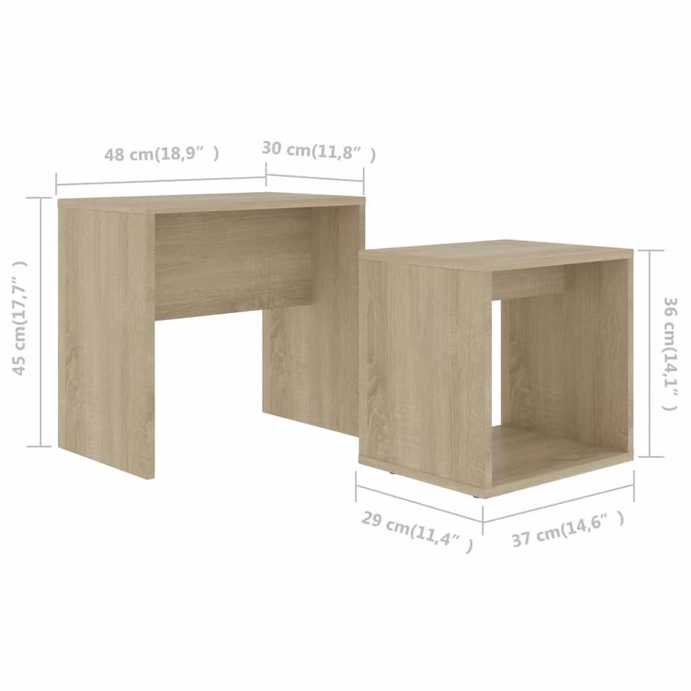 Berkfield Home Sonoma Oak Coffee Table Set in Beige, W/D/H: 48 x 30 x 45 cm – 2