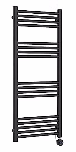 nuie MTY160 Electric Round Straight 17 Bar Towel Radiator, Anthracite, W/H: 500 x 1200 mm