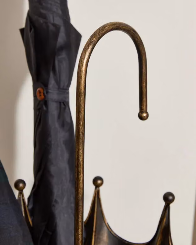 Dibor Vintage Small Freestanding Metal Umbrella Stand in Black and Gold – 3