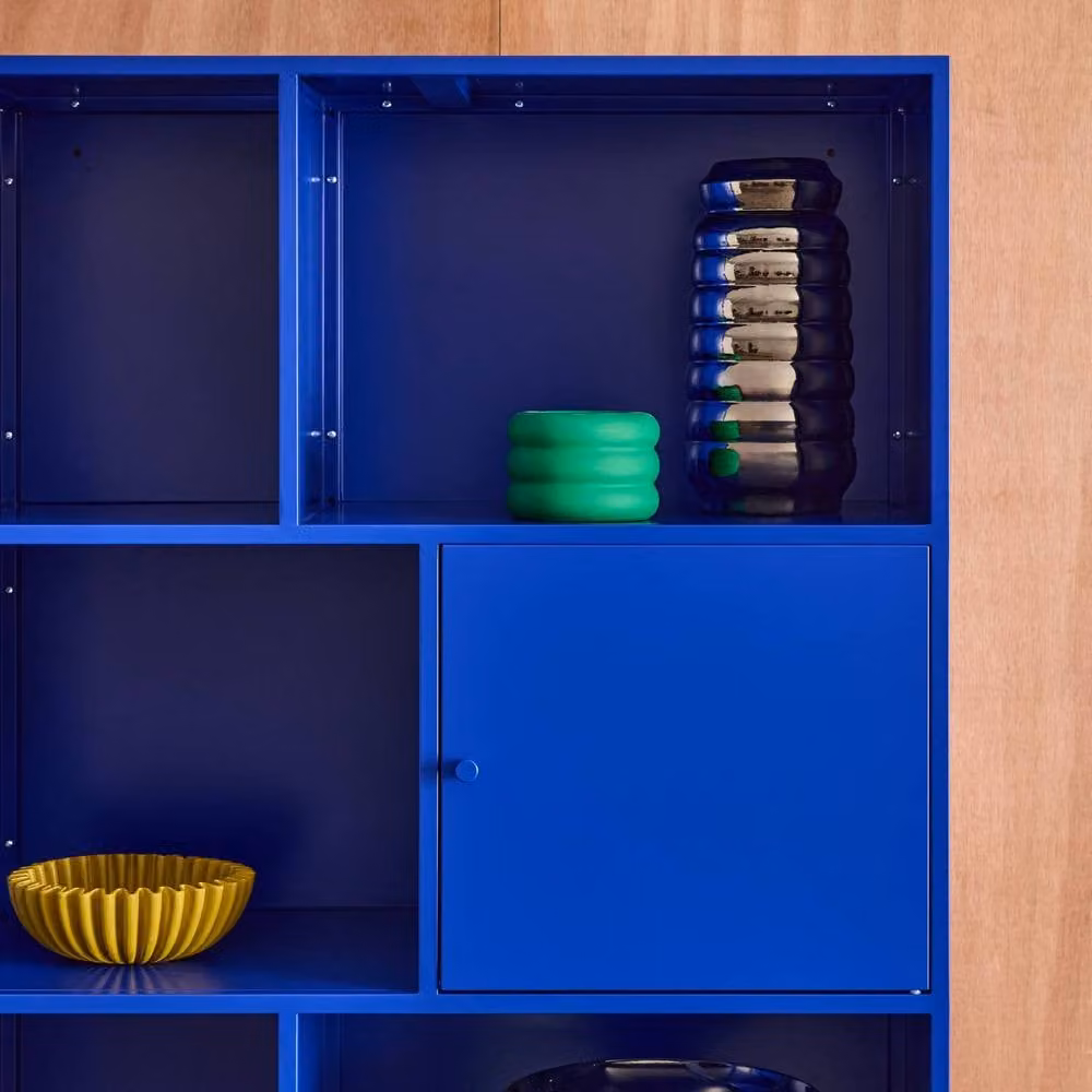 sweeek Industrial Metal Buffet Storage Unit with 8 Compartments in Blue, H: 160.5 cm x W: 80.0 cm x D: 28.0 cm – 3